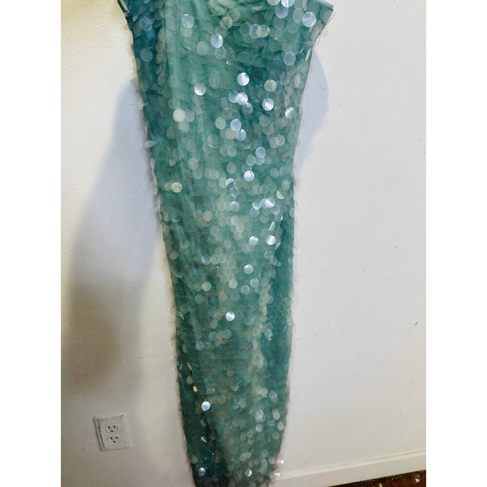 STAUD Seafoam Green Shimmering Sequined Strapless Casey Midi Gown size 2 - Picture 5 of 16